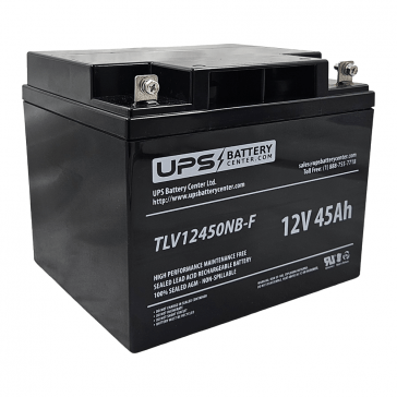 12V 45Ah AGM SLA Battery, Front Facing nut & Bolt terminals - TLV12450NB-F
