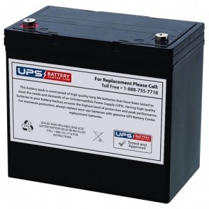 Unicell TLA12500 12V 55Ah Battery with M6 Terminals